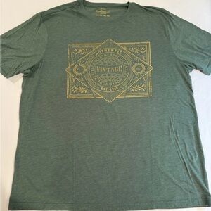 Weatherproof Vintage Green T-Shirt with Gold Graphic Size XXL